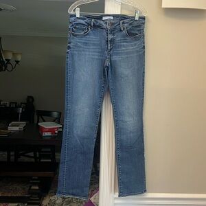 Straight leg blue jeans